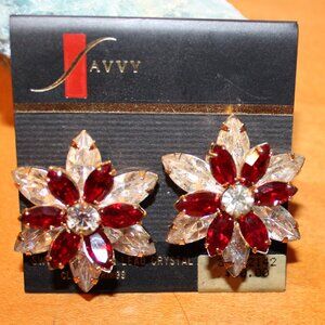 Vintage Savvy Swarovski Full Lead Crystal Clip Earrings